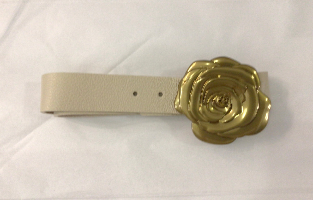 Belt with Rose Buckle in Cream by Laggo