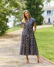 Mirabella Foulard Border Navy Gold by Jude Connally