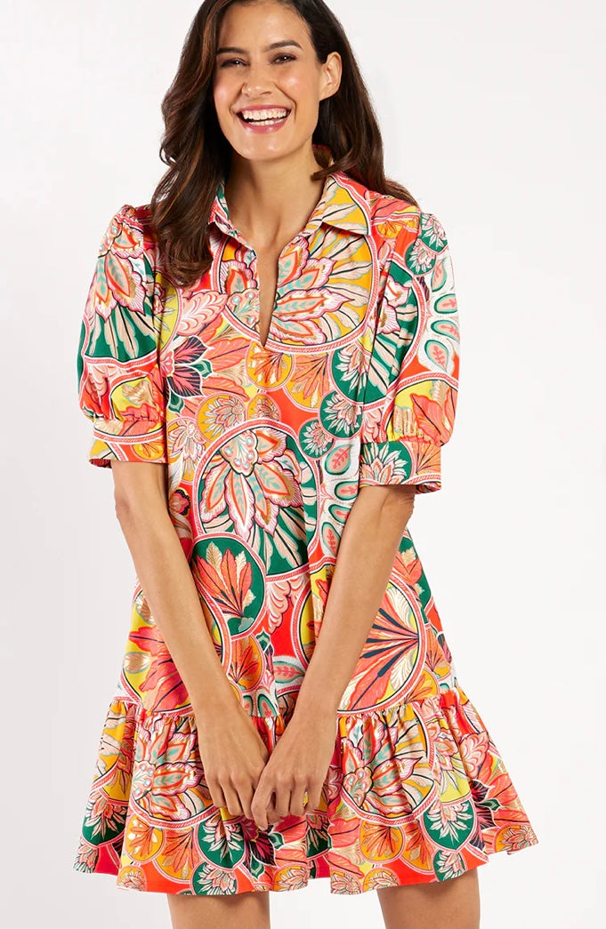 Tierney Dress in Stained Glass Coral Gold by Jude Connally – Poshabilities