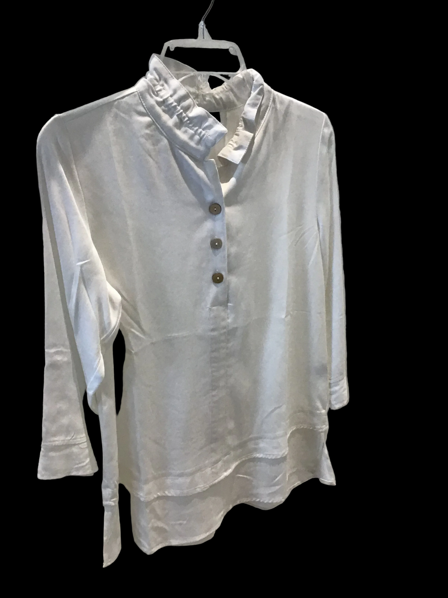 Button Down Blouse with Ruffle Collar (TS15) in White by Toofan