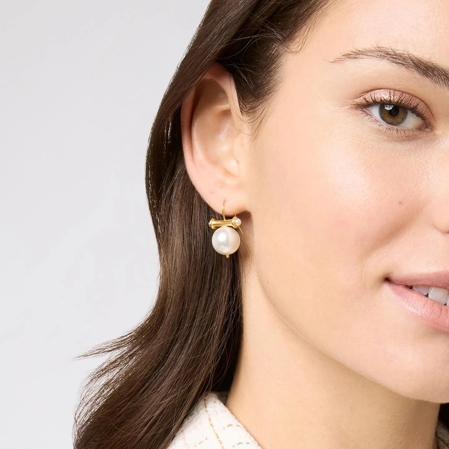 Bamboo Pearl Earring Gold and Pearl