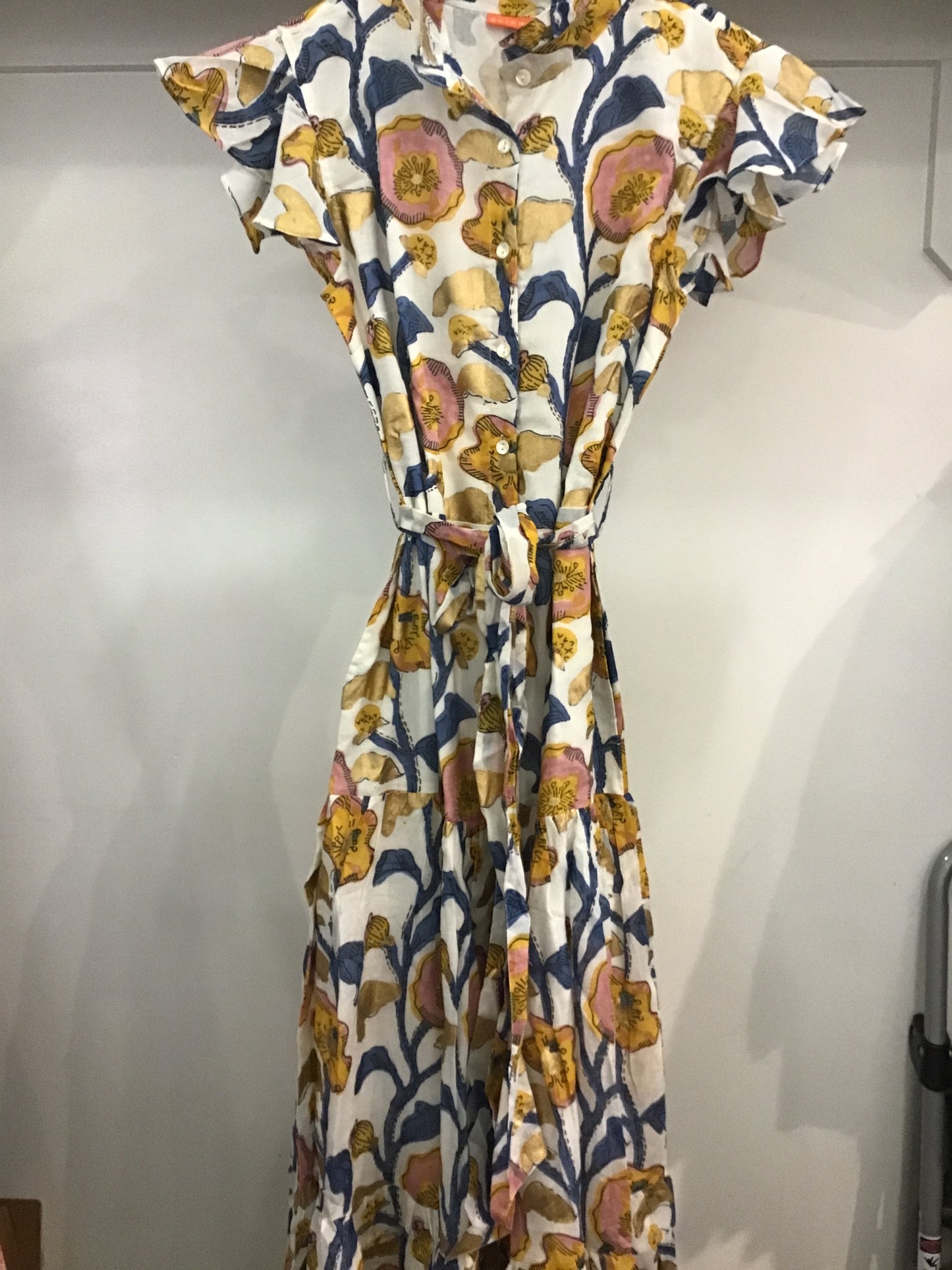 Ruffle Collar Maxi in Poppy Marigold by Oliphant