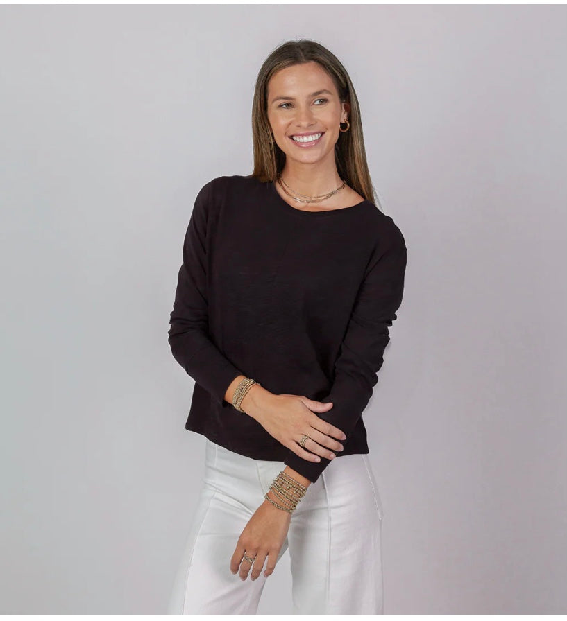 Celia Perfect Length Long Sleeve Tee in Black