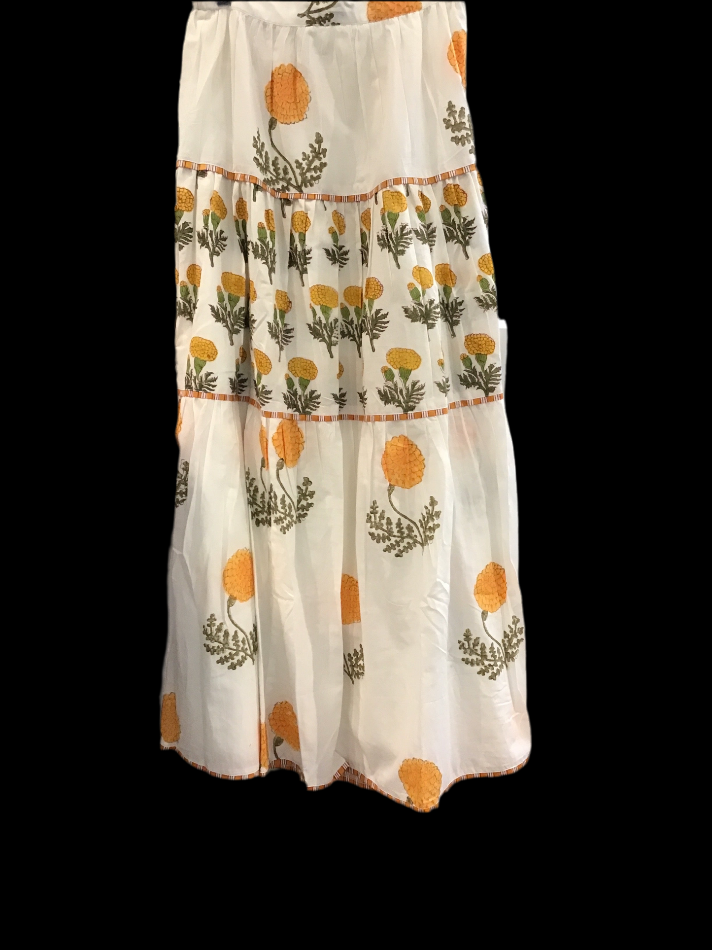 Druze Tiered Skirt in Marigold by Nibimtk