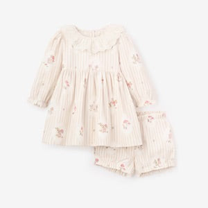 Magical Mouse Cameo Stripe Pin Cord Dress with Bloomers by Elegant Baby