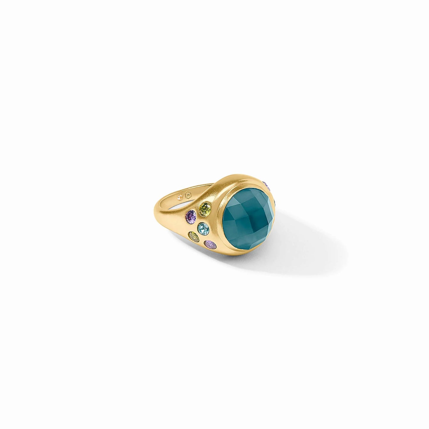 Rainbow Statement Ring in Iridescent Montana Blue by and Gold by Julie Vos