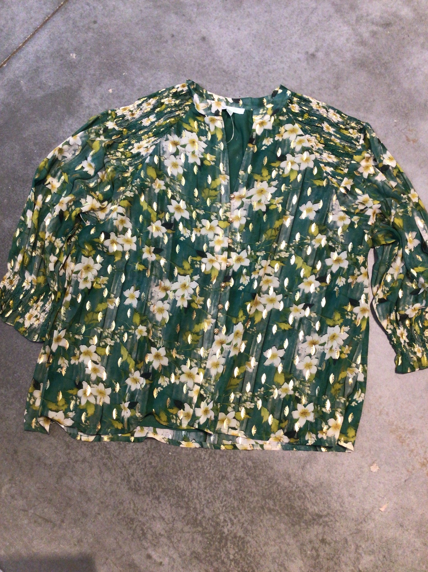 Smocked Shoulder Blouse in Lily Whisper by Jade