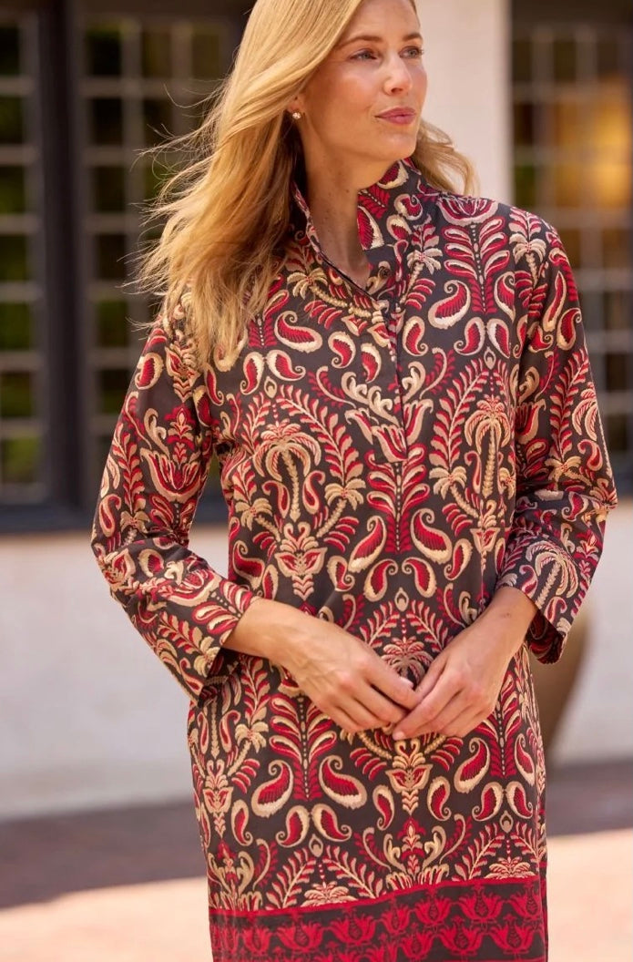 Helen Dress in Ornate Topiary Espresso/Gold by Jude Connally