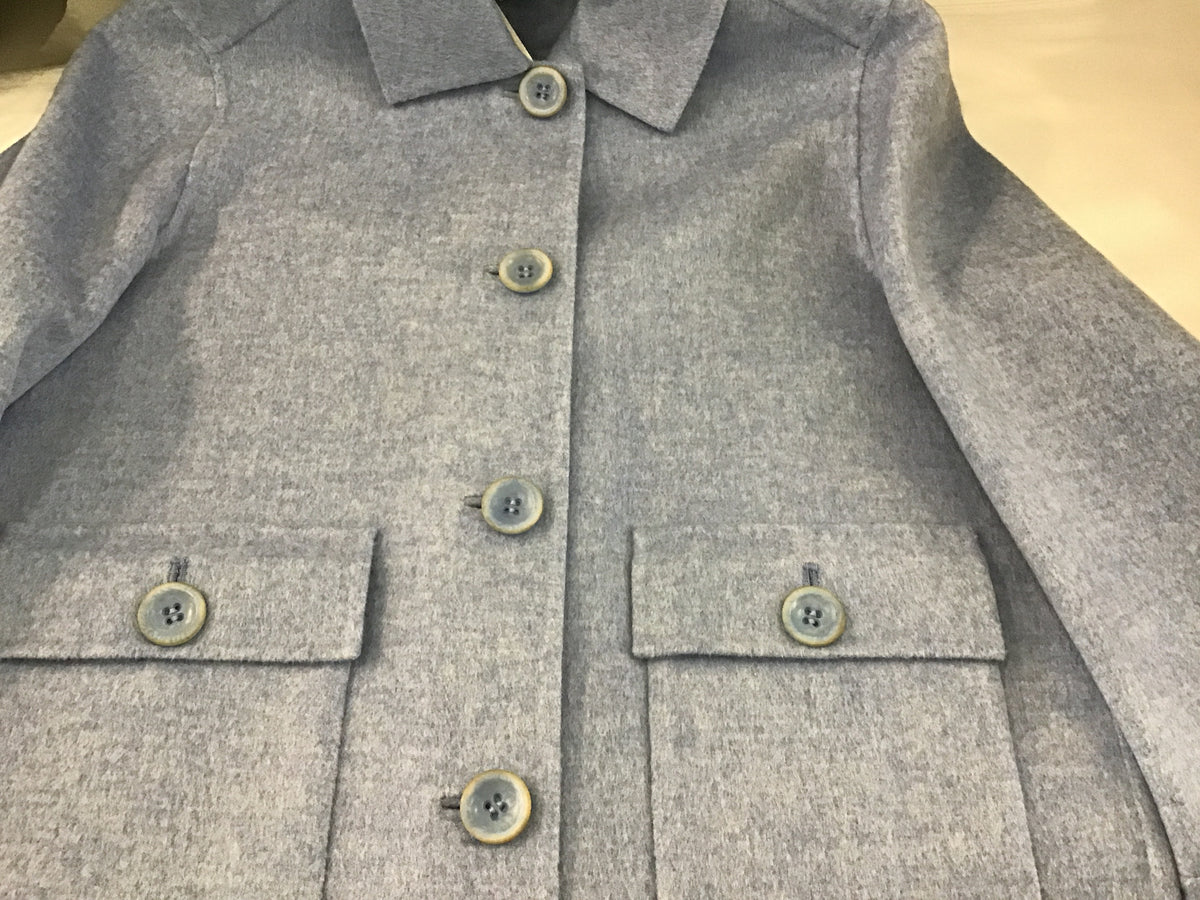 Pleat Back Short Coat in Periwinkle by Kinross Cashmere