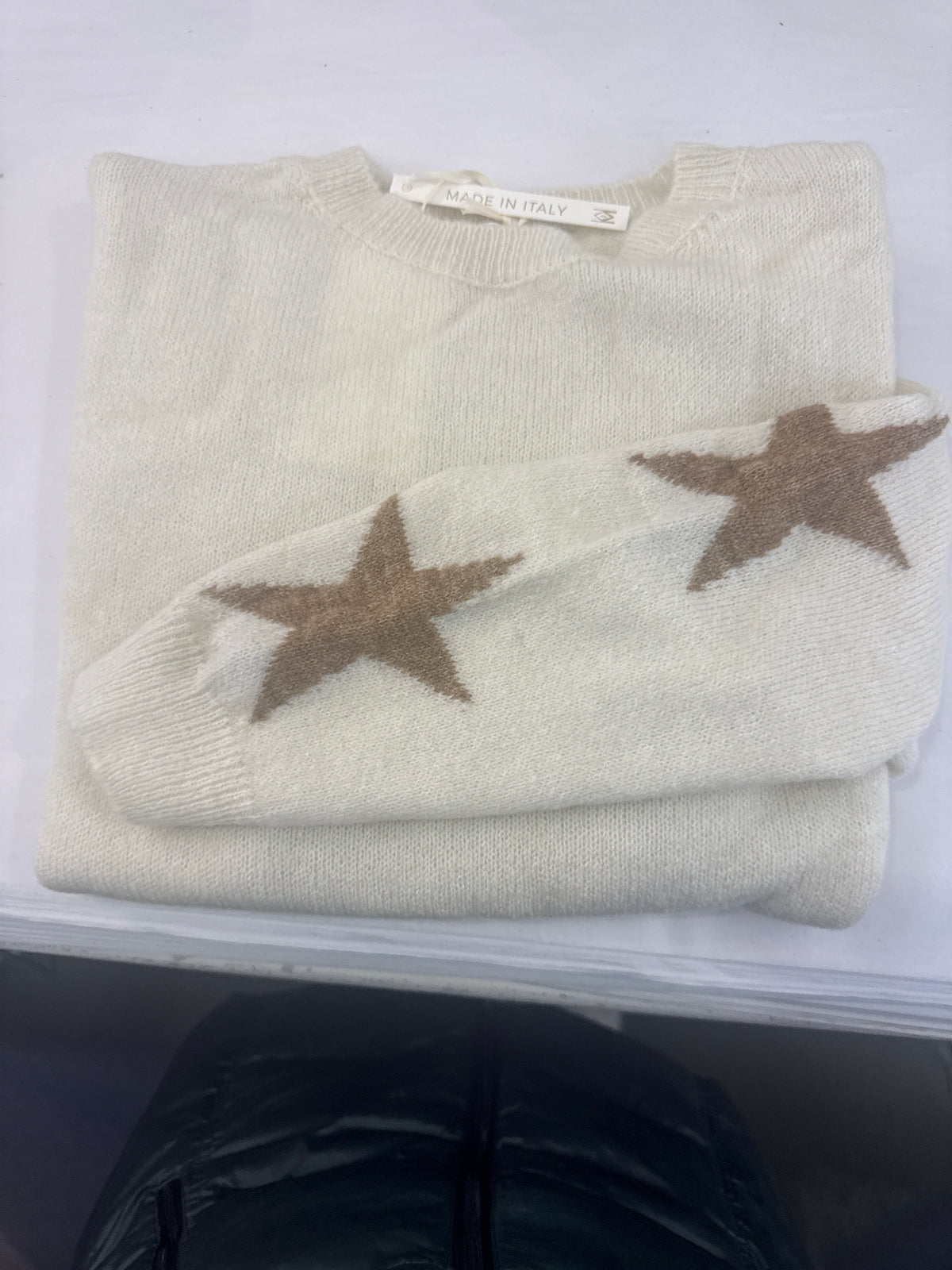 Star Sleeved Sweater in Cream by Milo Milano