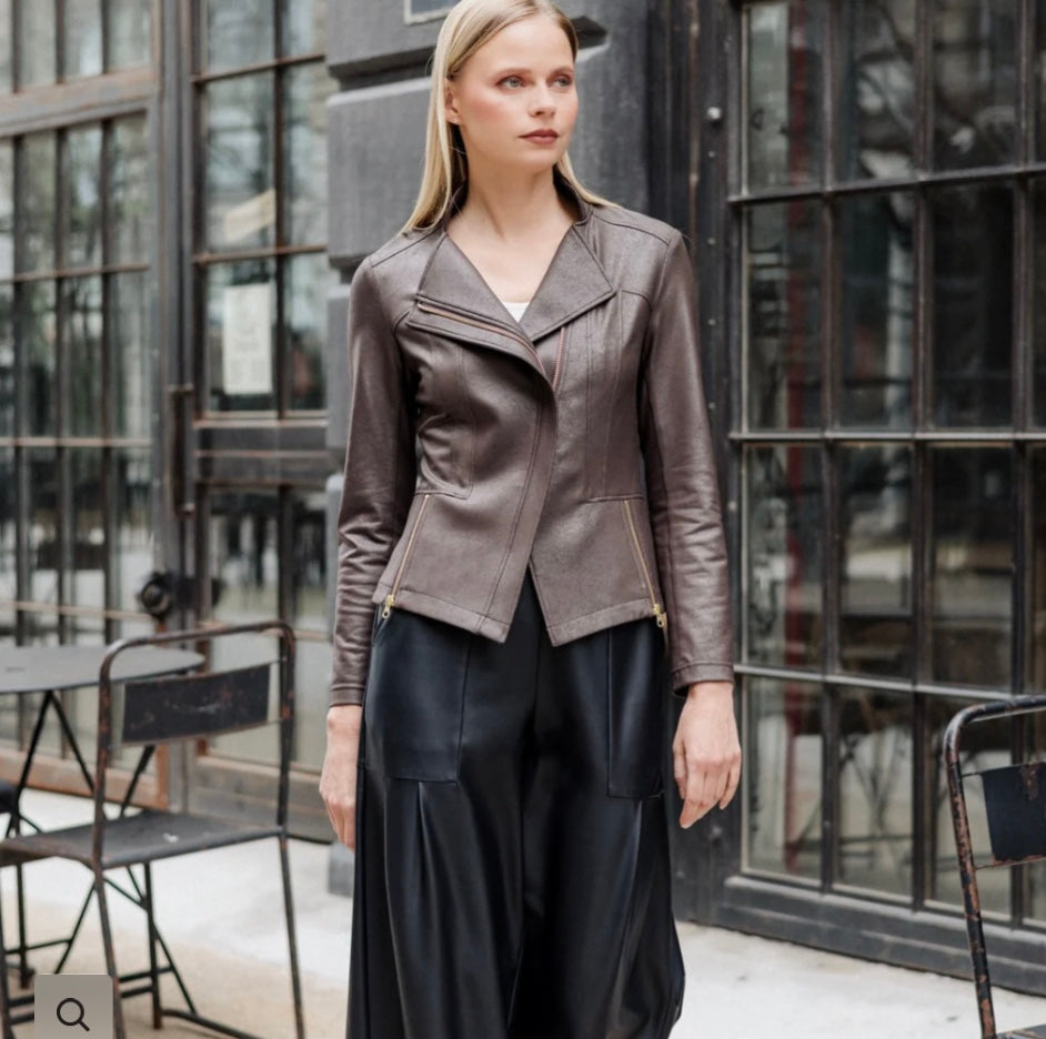 Liquid Leather Jacket in Brown by Clara Sunwoo