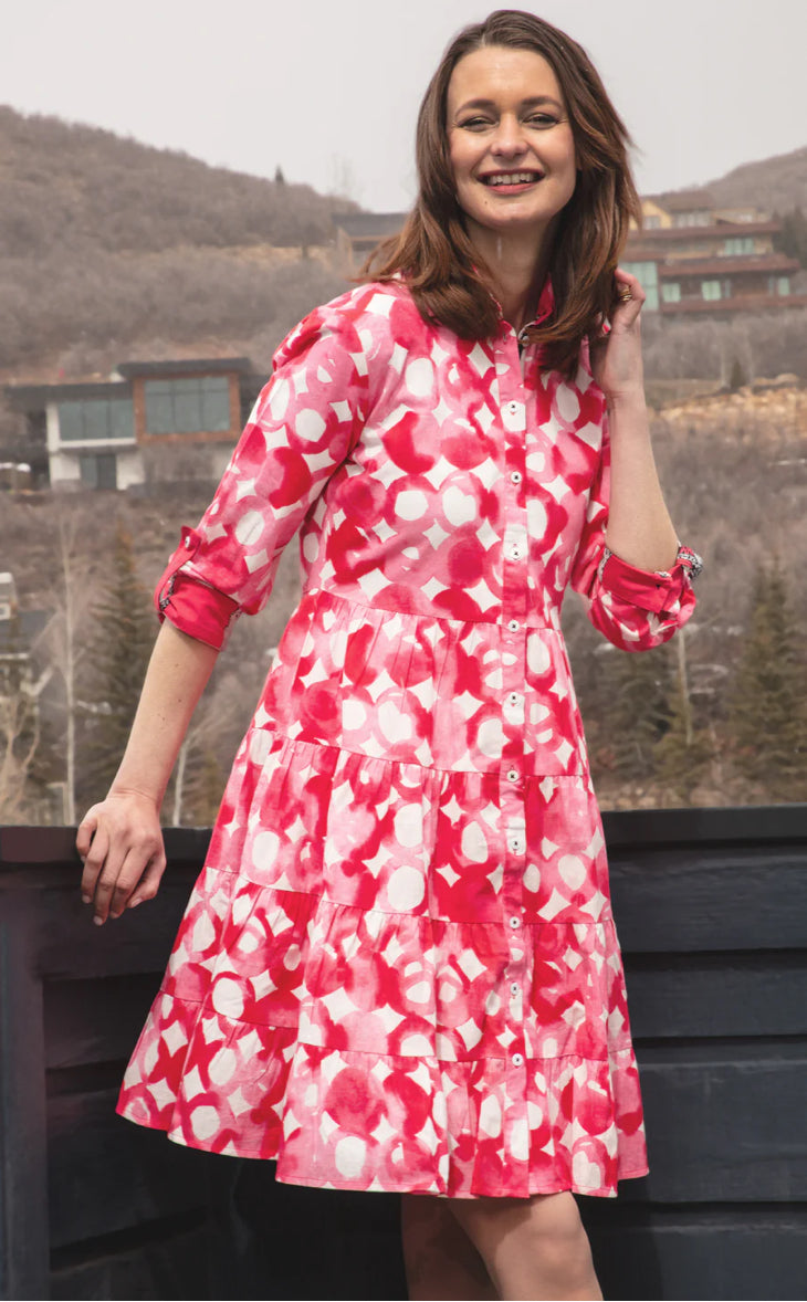 Delray Dress in Pink Watercolor