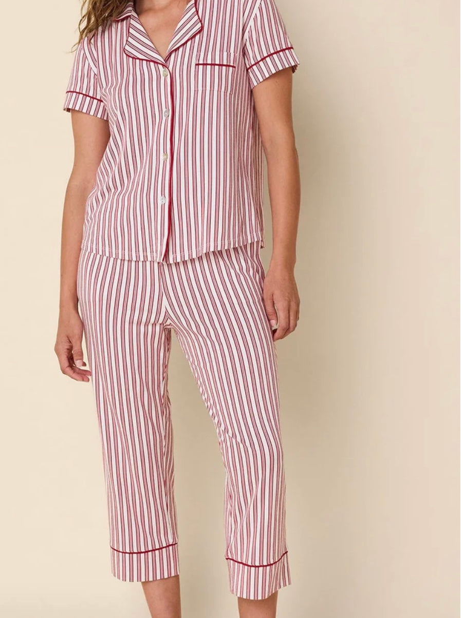 Holiday Stripe Pima Knit Capri Pajama Set by The Cat’s Pajamas