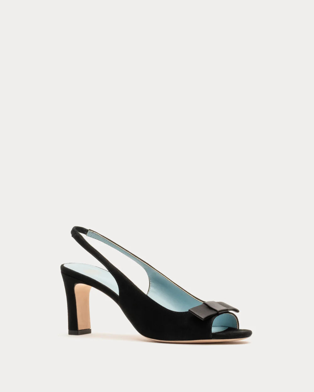 Reese Slingback Suede with Satin Bow in Black by Frances Valentine