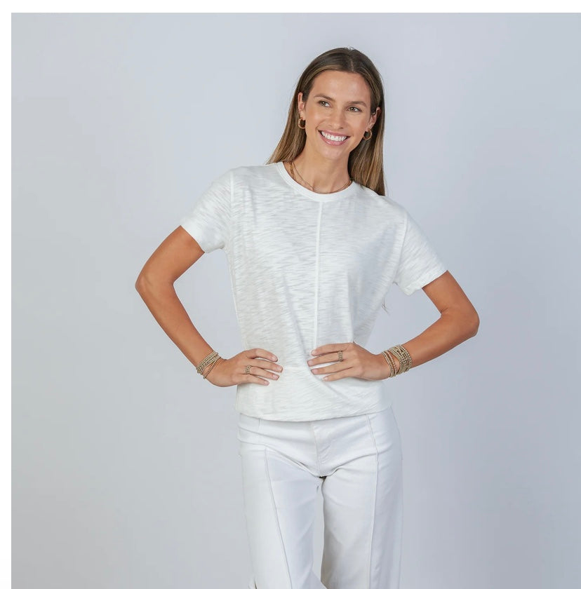 Celia Perfect Length Short Sleeve Tee in Ivory