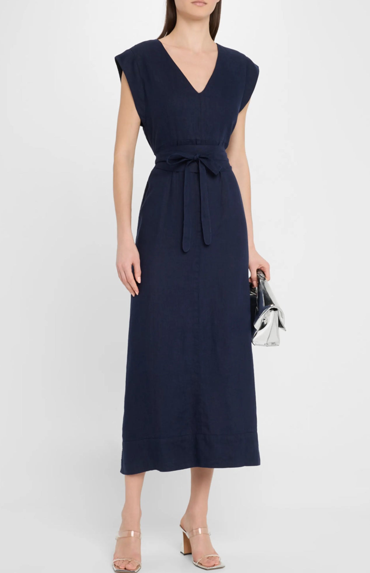 Beverly Long Shift Dress in Navy Washed Linen by Finley Poshabilities Beverly Long Shift Dress in Navy Washed Linen by Finley Poshabilities