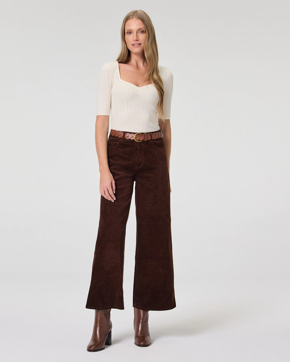 Harper Ankle Maple Brown Corduroy Pants by Paige