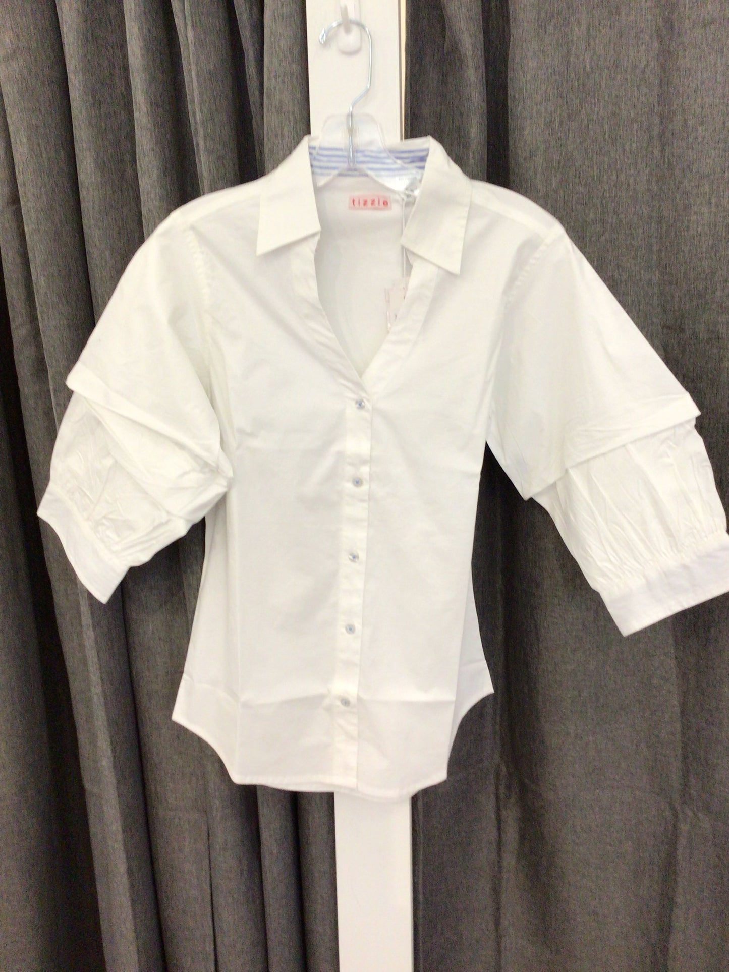 Puff Sleeve White Blouse by Dizzy Lizzie