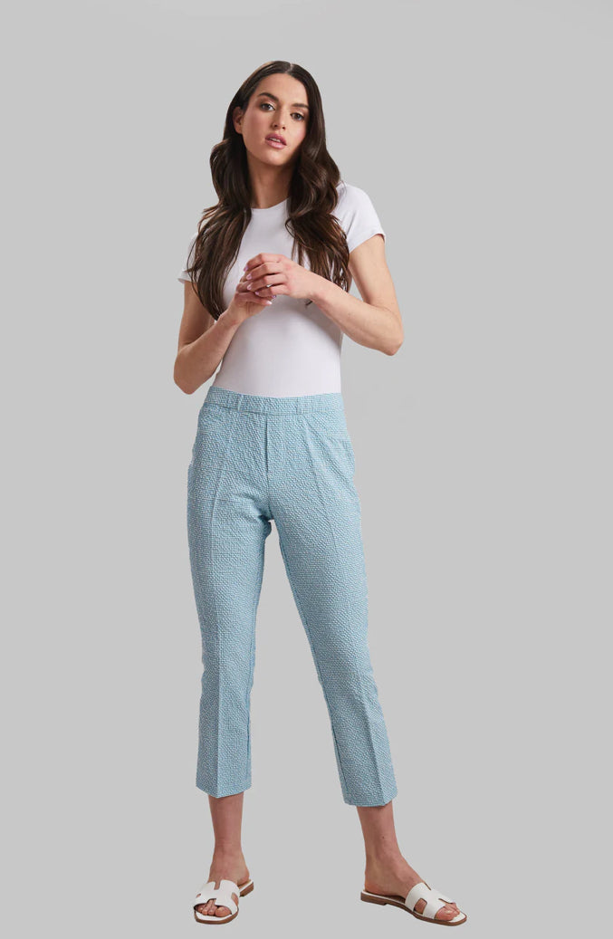 Ibiza Check Joey Pant in Turquoise by Peace of Cloth