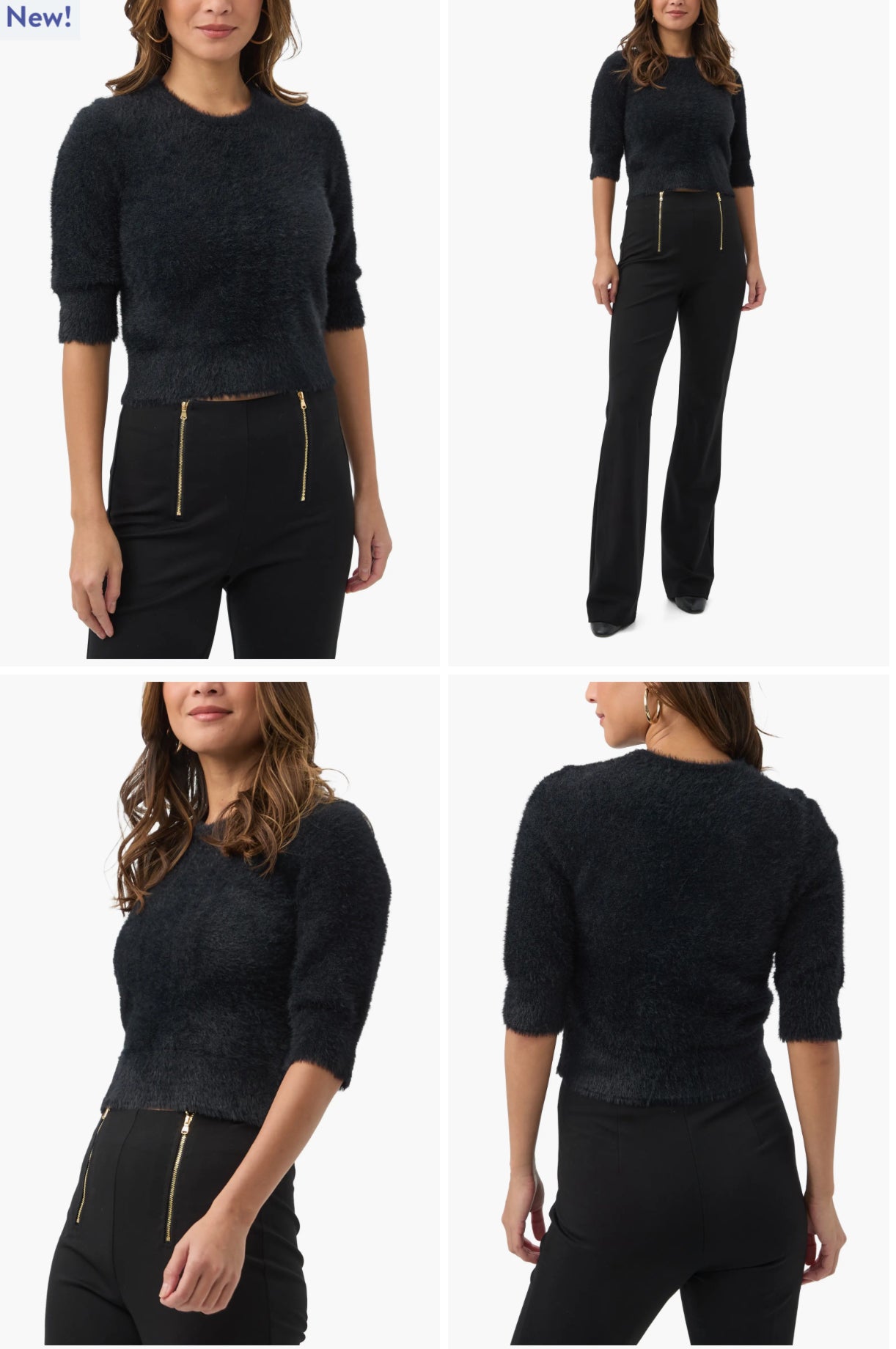 Maliah Fuzzy Sweater in Black by Trina Turk