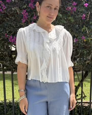 Greta Solid White Shirt by Strawberry