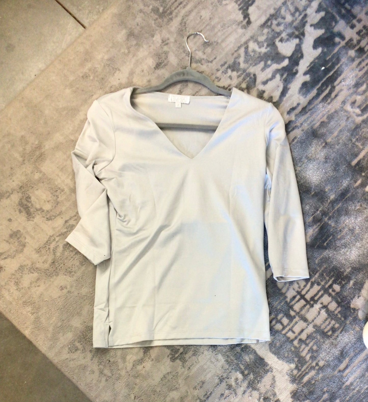 3/4 Sleeve V Neck Shirt (Veronica) in Platinum by A’Nue Miami