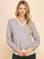 Soft V Neck in Heather Grey by Pinch