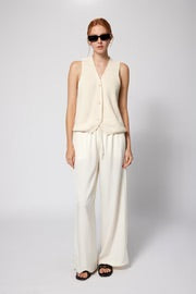 Satin Wide Leg Pant in Pearl by Amanda Maria