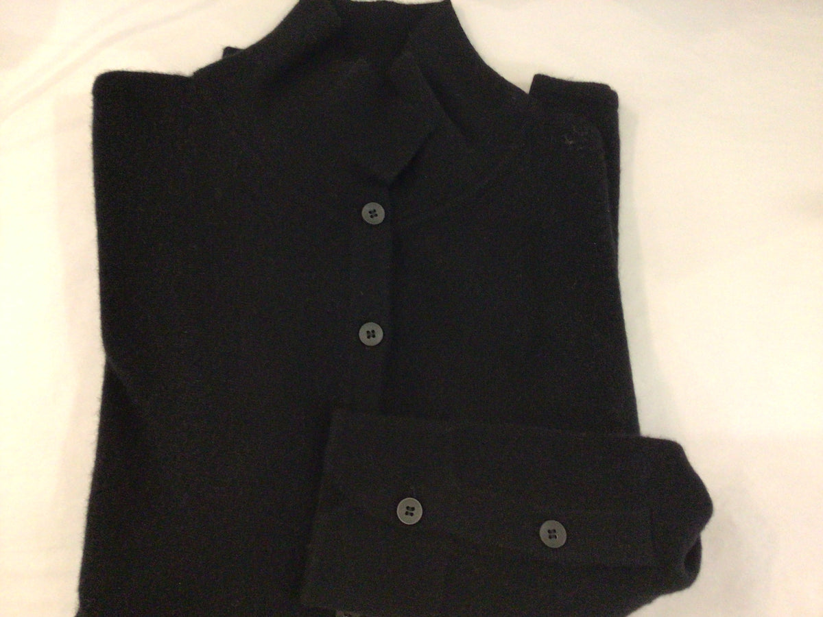 Button Cashmere Shirt Sweater in Black by Poshabilities