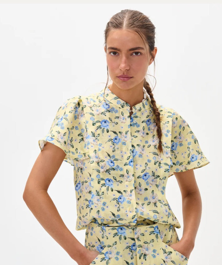 Willow Linen Shirt Francesca Print by LANHTROPY