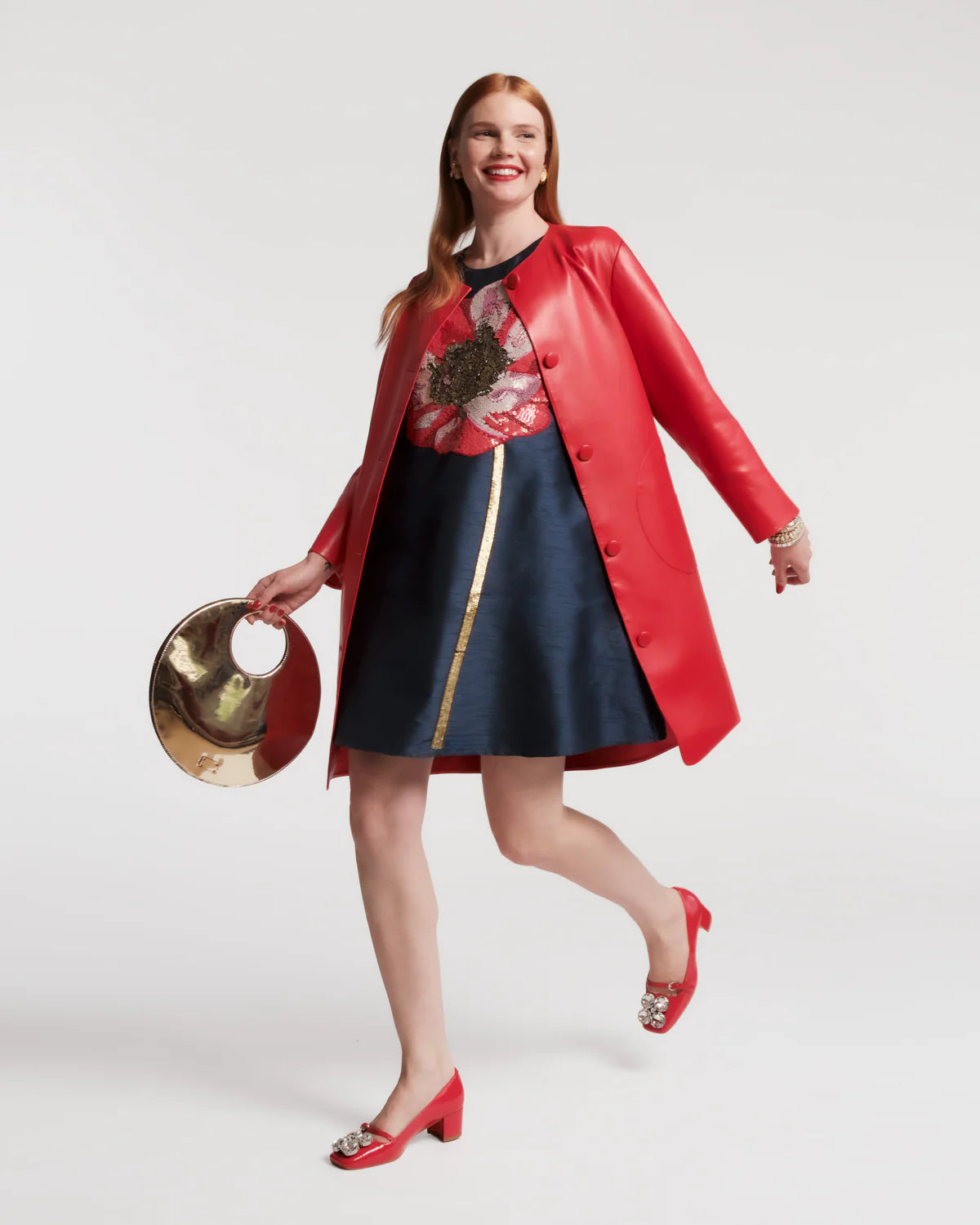 Mod Jacket Faux Leather in Red by Frances Valentine