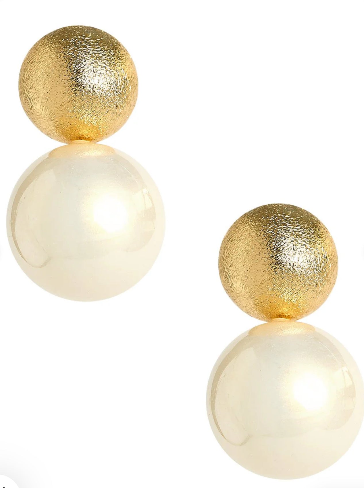 Kyle Double Ball Stud in Gold Pearl by Lisi Lerch