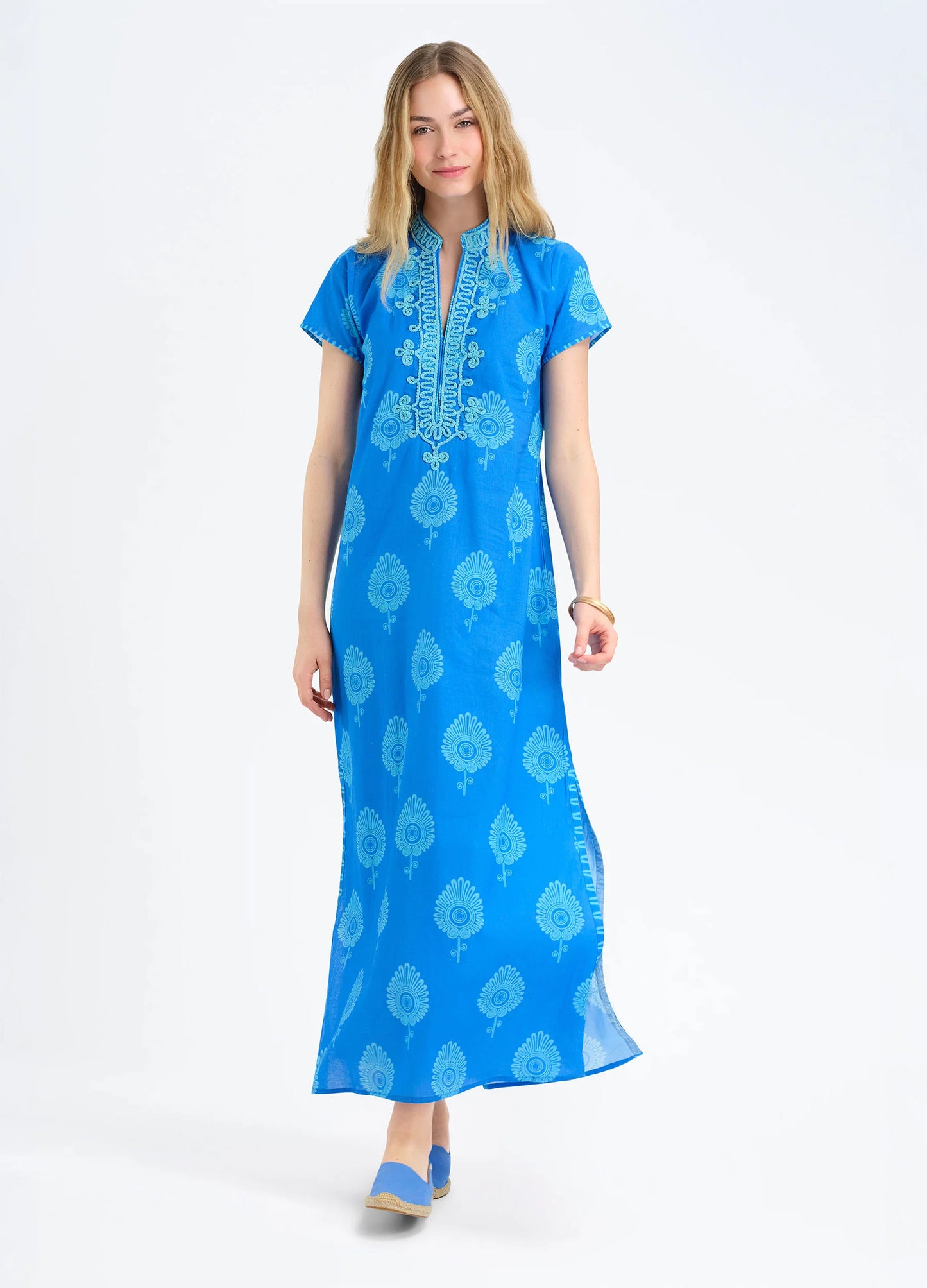 Lana Cap Sleeve Dress in Paros Blue by Bella tu