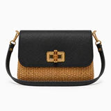 Woven Raffia Bag in Black by German Fuentes