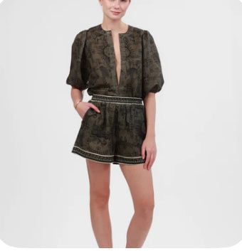 Balloon Shirt in Italian Coast Green by Las Surenas