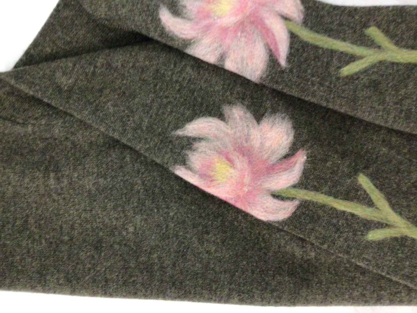 Crew Neck Sweater in Taupe with Rose Motif by LOOMi