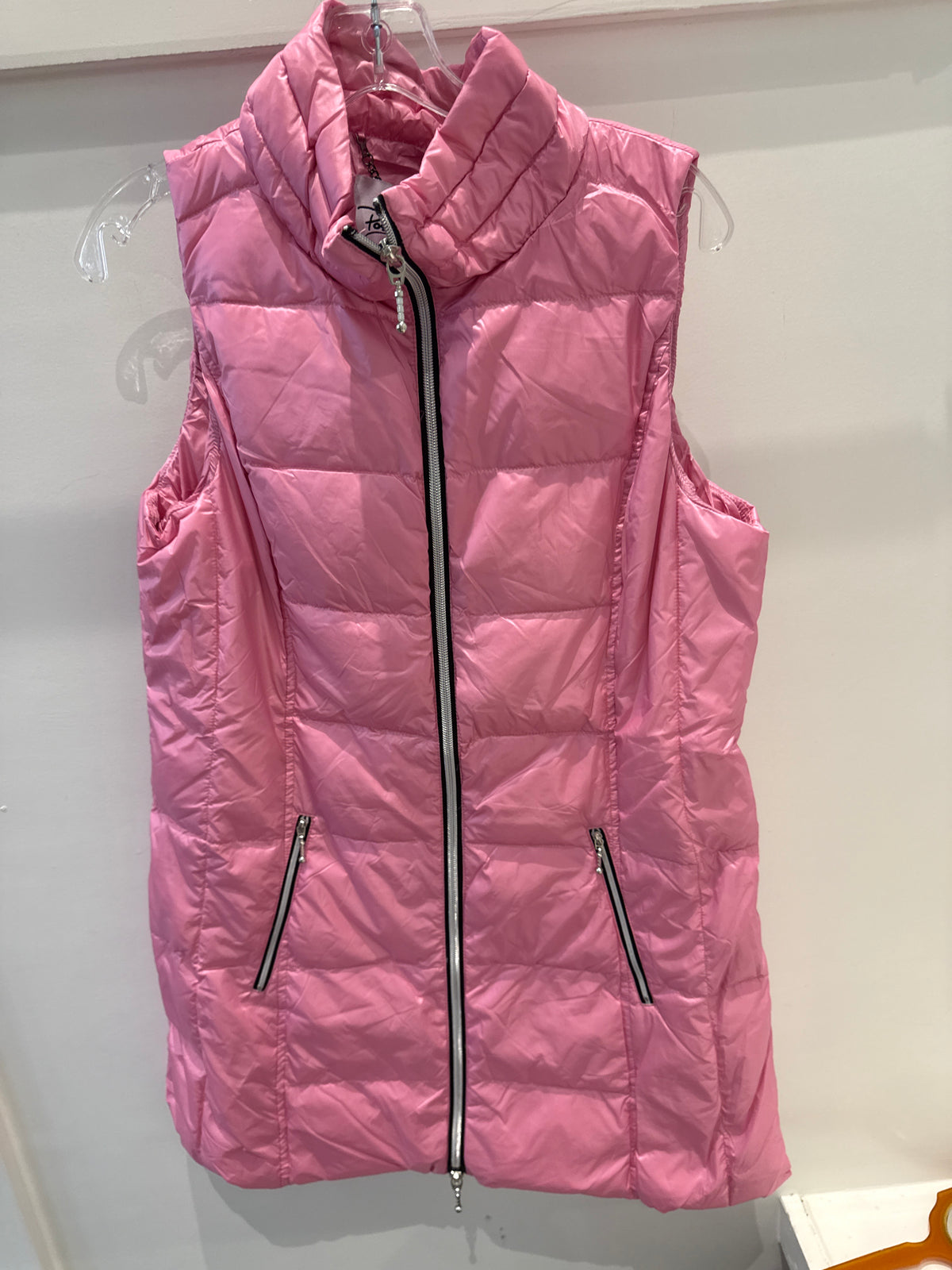 Long Down Vest in Pink by Poshabilities