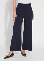 Erin Hi Waist Wide Leg Ponte (28" Inseam) in True Navy by Lysse
