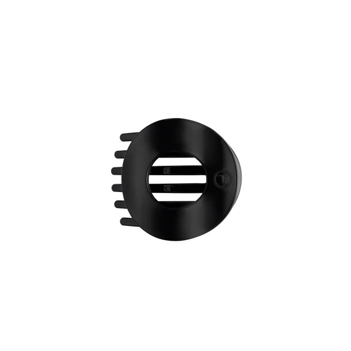 Jet Black Small Flat Circle Hair Clip by Teleties