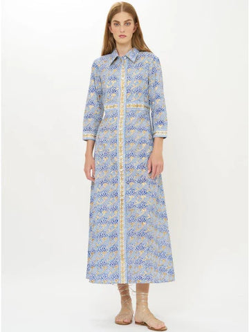 Shirt Dress Maxi in Florence Blue by Oliphant