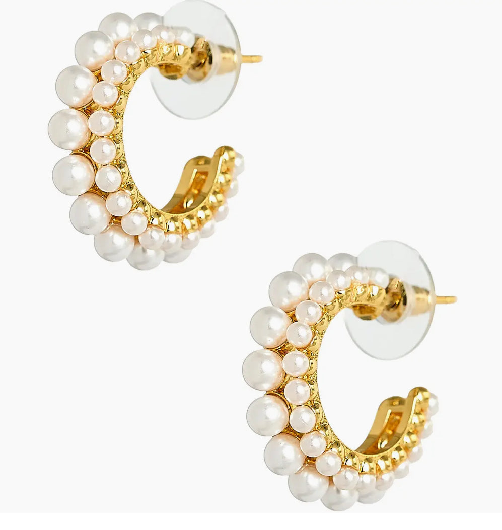 Toby Double Hoop Pearl Earring by Lisi Lerch