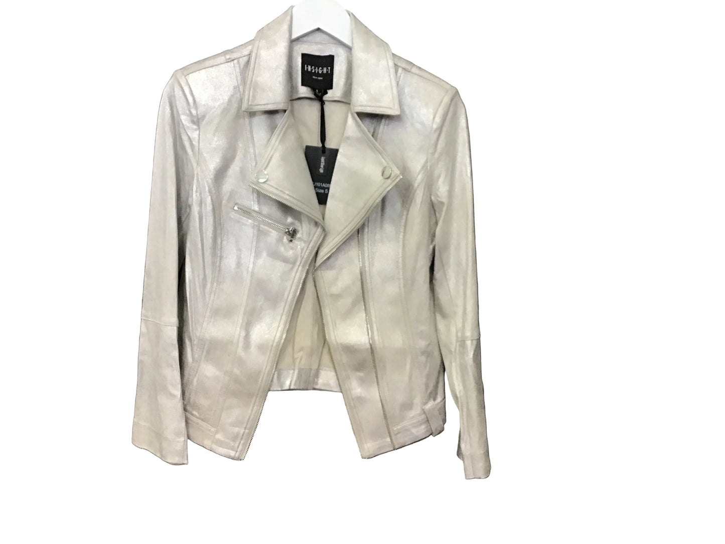 Solid Met Vegan Leather in Liquid Silver Light Jacket by Insight New York