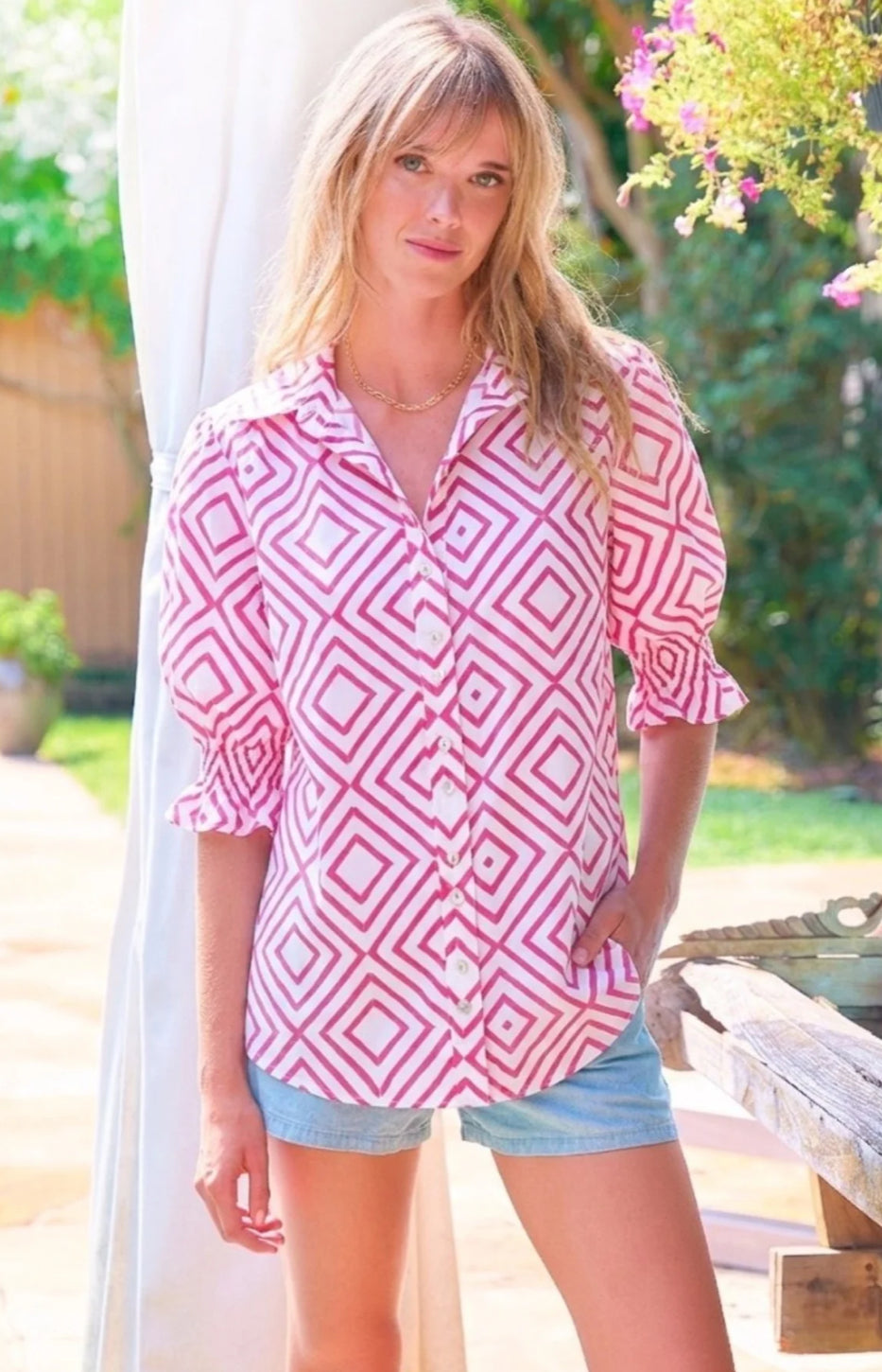 Sirena Shirt in Pink Diamond by Finley