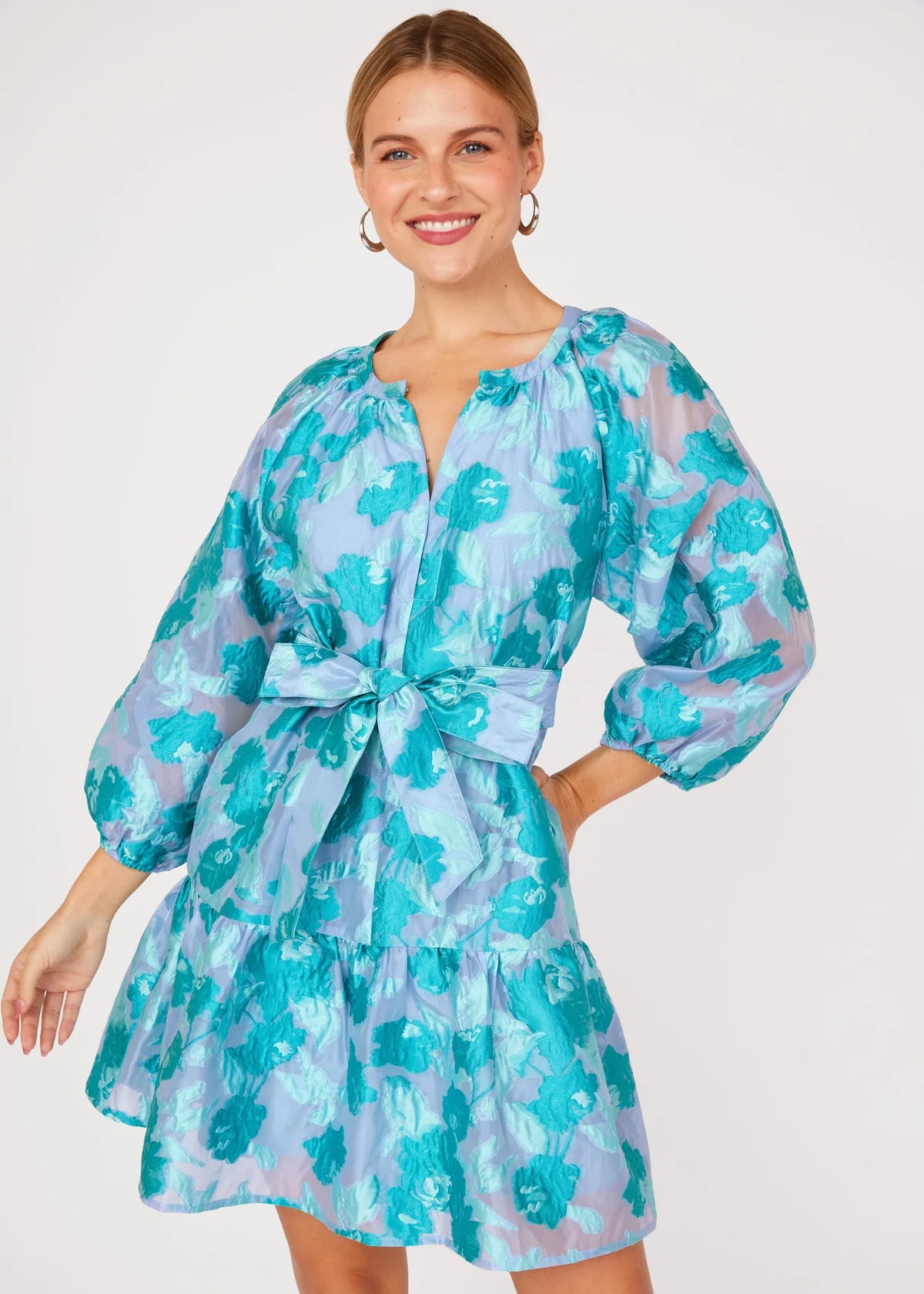 Elise Mini Dress Mint Rose Dupioni by Abbey Glass