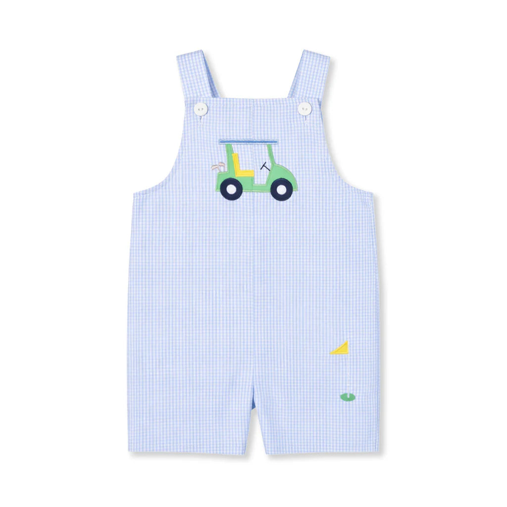 Check Seersucker Shortall With Golf Cart by Florence Eiseman