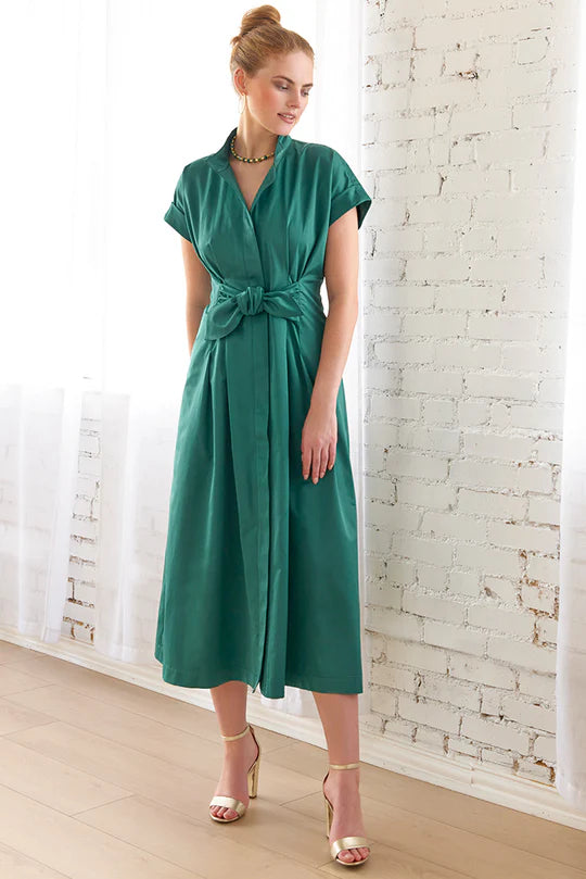 Emerald Long Rocky Dress in Micro Satin by Finley