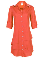 Jenna Shirt Dress Fireball Orange Crisp Cotton by Finley