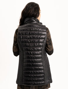 Quilted Long Vest in Black by Renuar