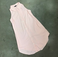 Sleeveless Button Front/Button Back Dress in Pink and White by Boho Chic