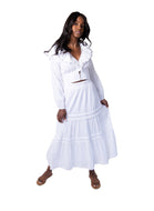 Tiered Midi Skirt White by Allison New York